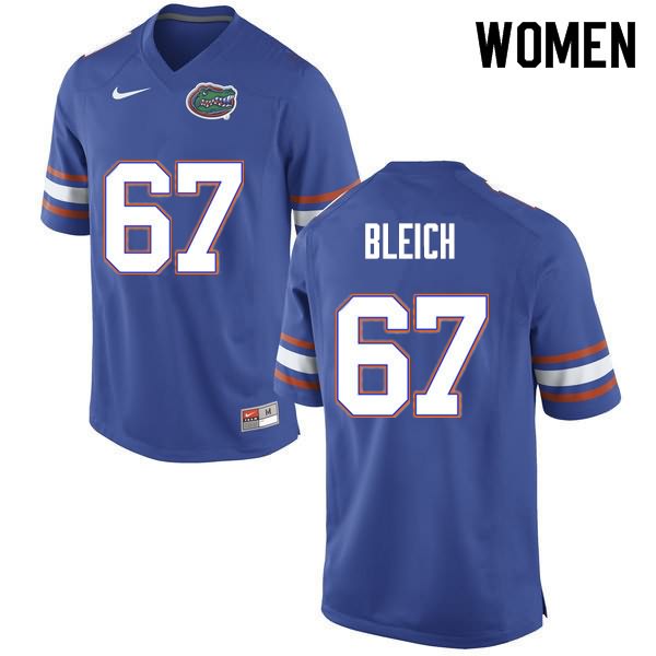 NCAA Florida Gators Christopher Bleich Women's #67 Nike Blue Stitched Authentic College Football Jersey SCE5364PV